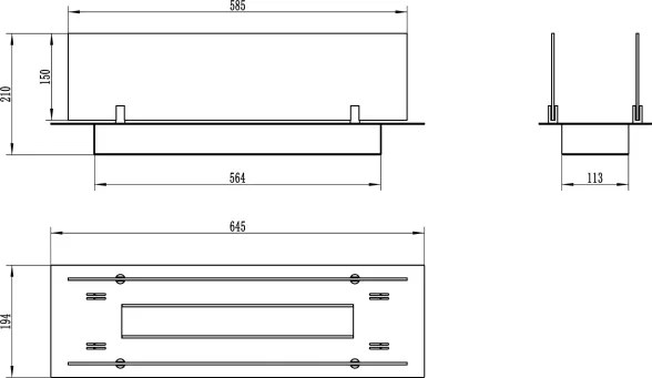 Bruciatore per camino a bioetanolo biocamino in acciaio con vetri da 65 cm