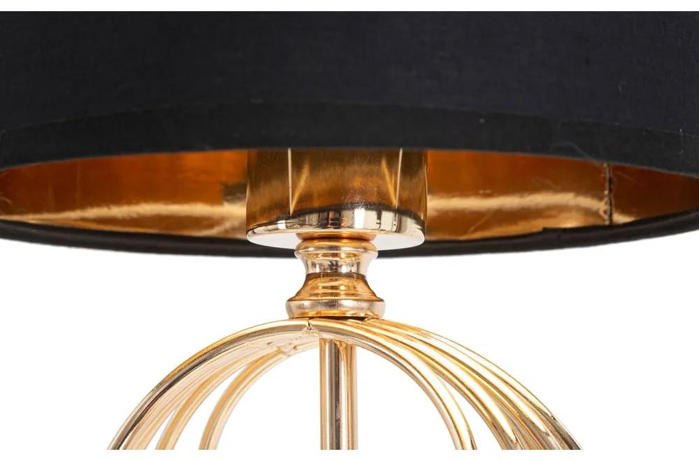 Lampada da tavolo con paralume in tessuto nero e oro (altezza 58,5 cm) Circly - Mauro Ferretti