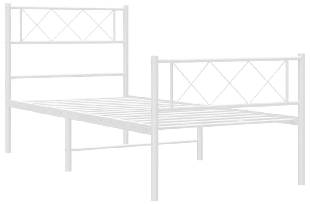 Giroletto con testiera e pediera metallo bianco 107x203 cm