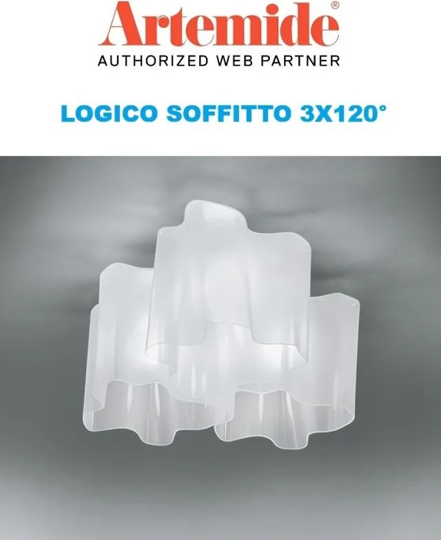 Artemide Logico a soffitto 3X120° diffusori seta lucido