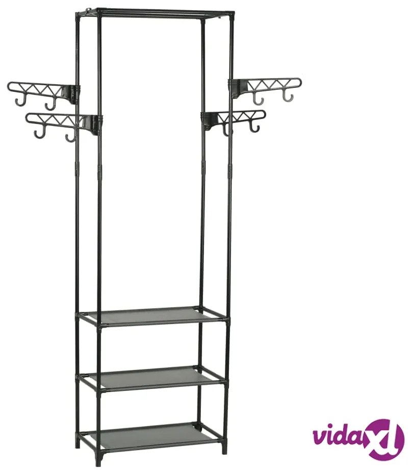 vidaXL Appendiabiti Acciaio e Tessuto non Tessuto 55x28,5x175cm Nero