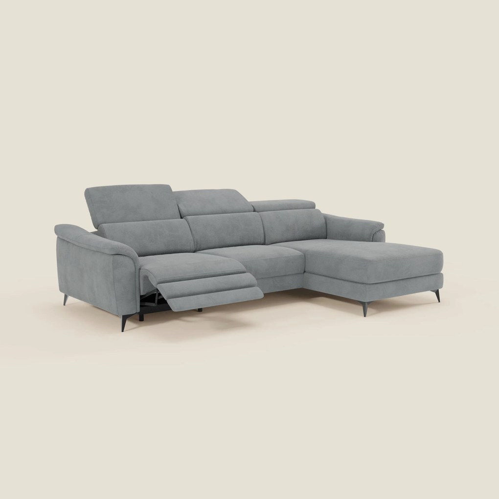 Arcos Divano con penisola - piedini alti e poggiatesta reclinabili in microfibra impermeabile T11 grigio