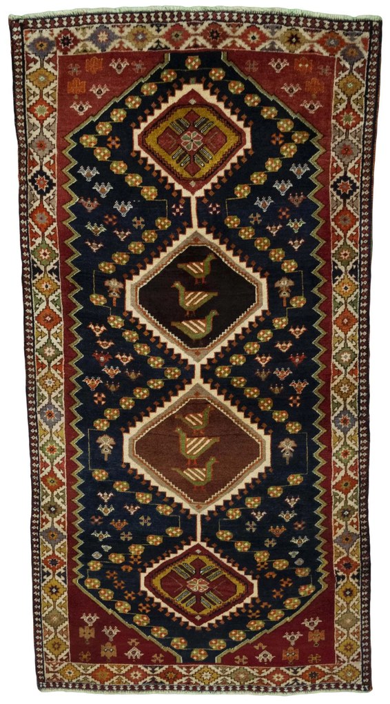 Shiraz Tappeto persiano 120x230 Blu (Iran) Annodato A Mano