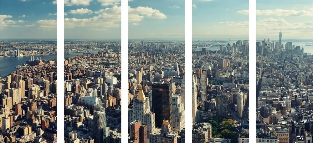 Quadri 5 pezzi – Vista sul centro affascinante di New York