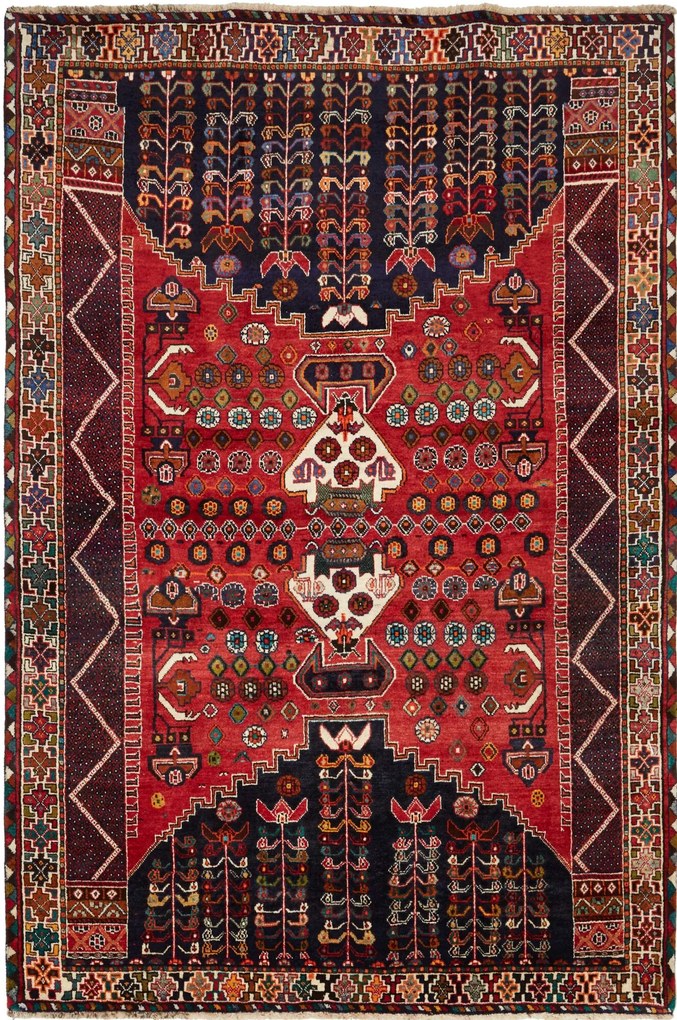 Shiraz Tappeto persiano 170x250 Rosso (Iran) Annodato A Mano