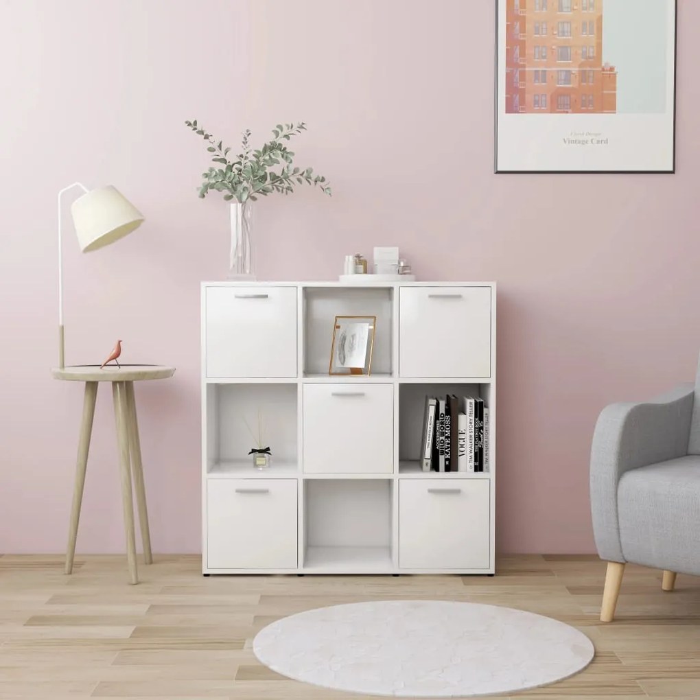 Libreria Bianca 90x30x90 Cm İn Legno Multistrato /