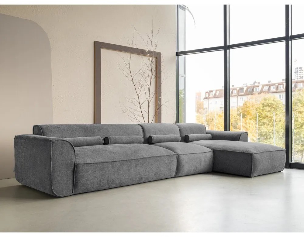 Divano angolare componibile grigio (con penisola a destra) Flex Felix – Miuform