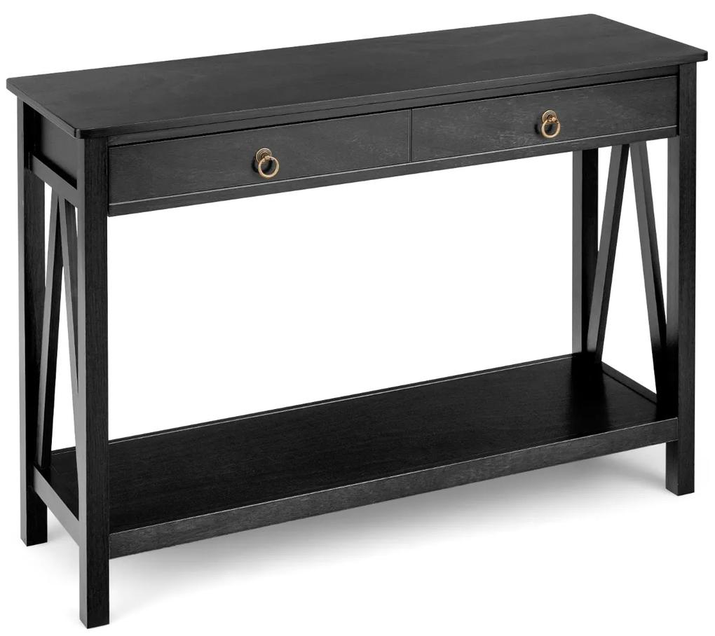 Costway Tavolino console multiuso con cassetto ripiano aperto, Tavolino laterale da divano moderno 106,5x35,5x78,5cm Nero