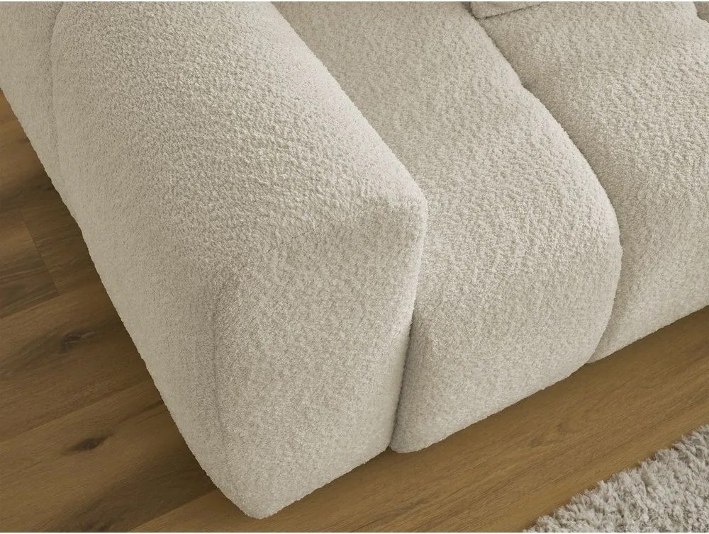 Divano angolare beige allungabile/con contenitore (con penisola a destra/con chaise lounge) con rivestimento in bouclé Roxelane – Bobochic Paris