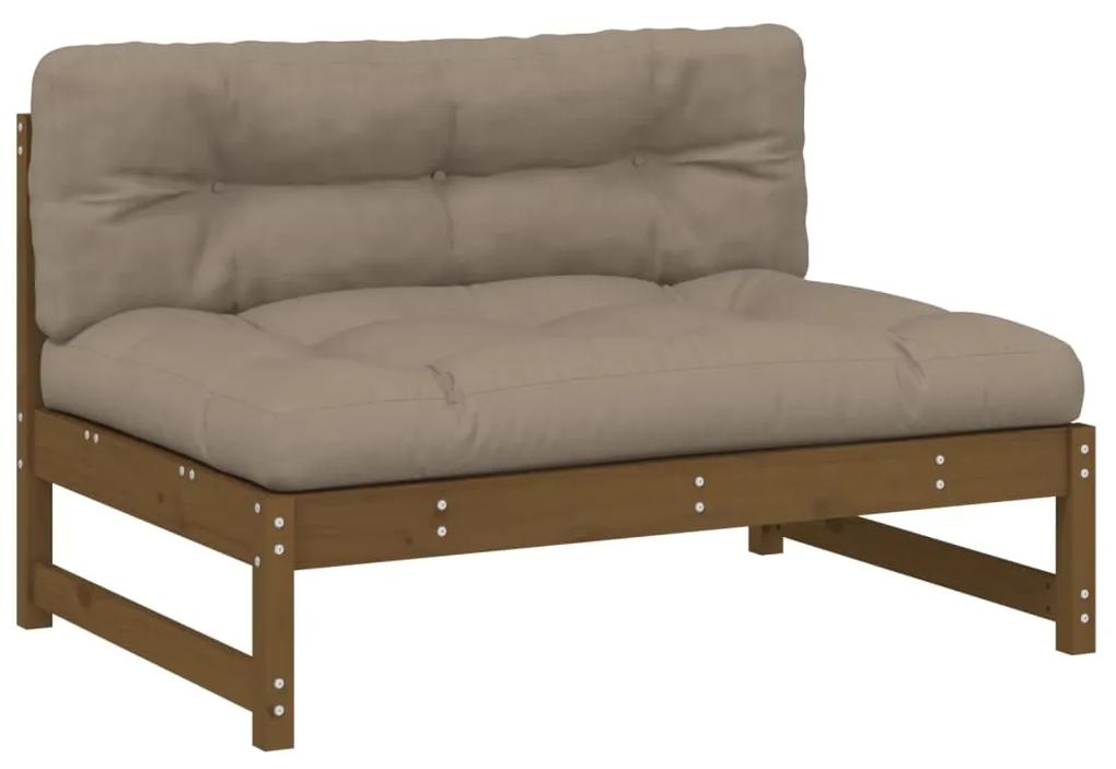 Set divani da giardino 2 pz con cuscini in legno massello miele