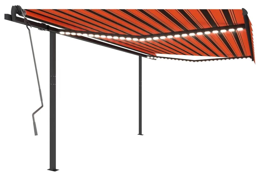 Tenda da Sole Retrattile Manuale LED 4x3 m Arancio Marrone