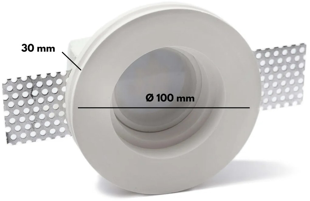 Portafaretto GU10 e MR16 in Gesso Pitturabile Tondo Ø100 mm