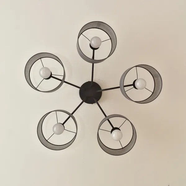 Lampadario a plafone ALBA 5xE27/15W/230V grigio