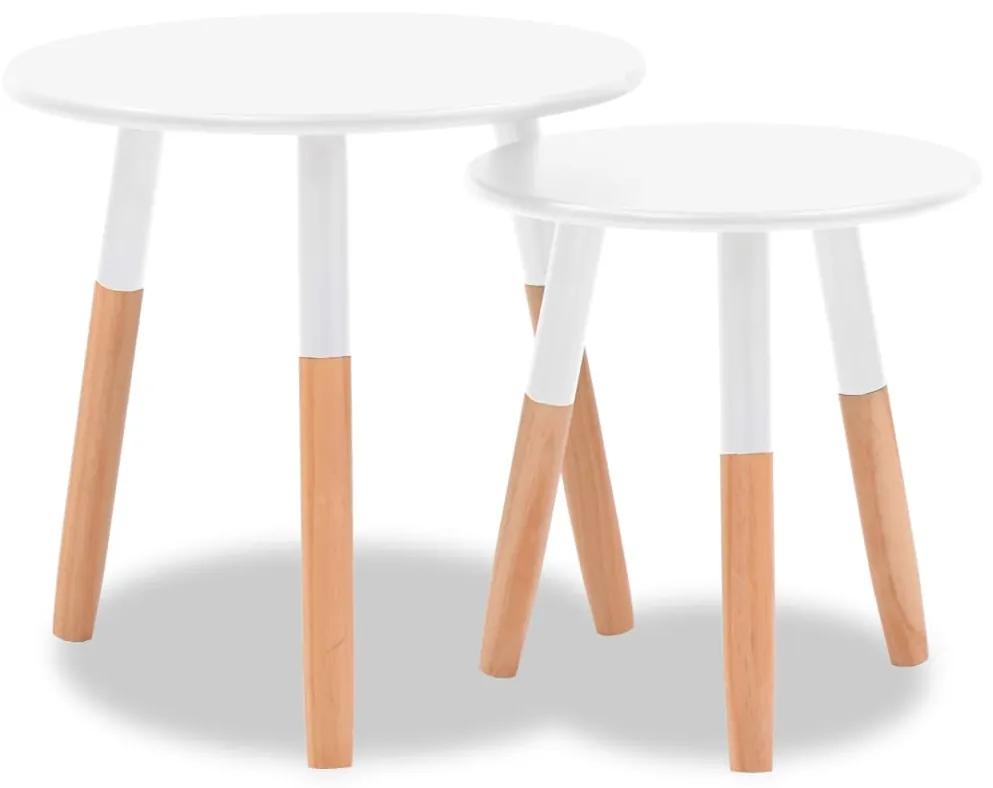 Set tavolini 2 pz in legno massello di pino bianchi