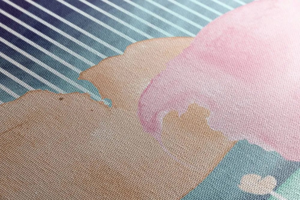 Stampa su tela – Arcobaleno su prato astratto Mid-Century