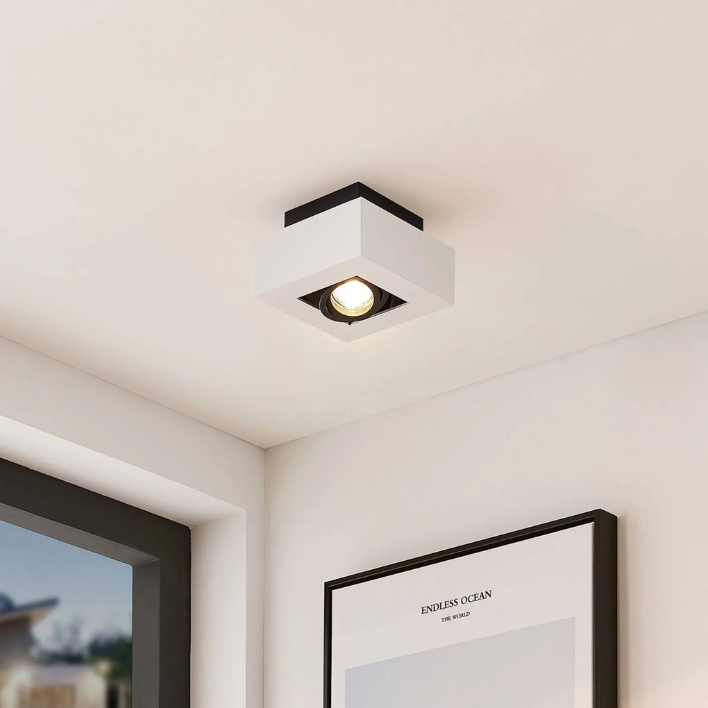 Arcchio faretto Vince, 14 x cm, bianco/nero, GU10 VINCE Arcchio, dimmerabile, Bianco / Opale, Corridoio, Alluminio, Moderno, Faretto