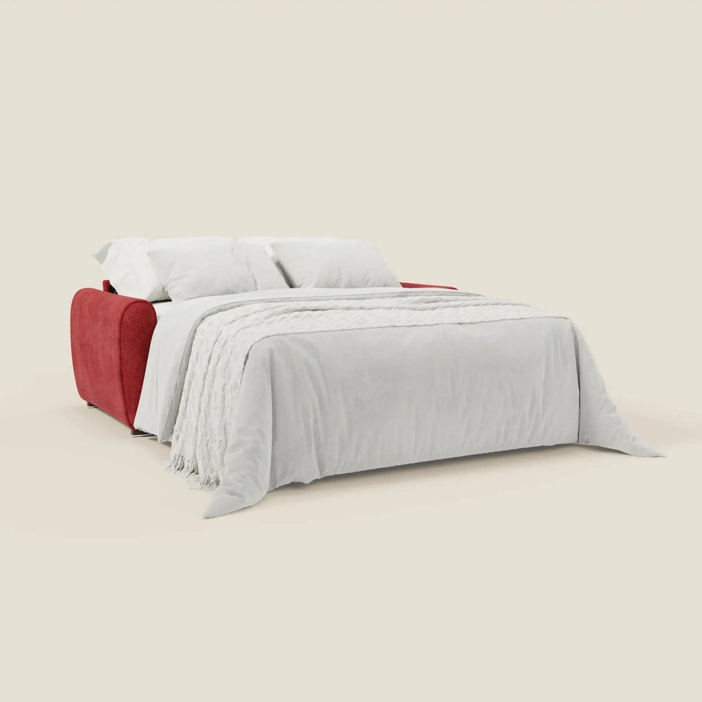 Kaleo Divano letto moderno con materasso H17 cm - in raffinato tessuto impermeabile T26 rosso vivo