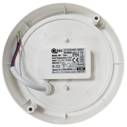 Plafoniera a LED per esterni 8W 230V 4200K Ø 14 cm IP64 bianco
