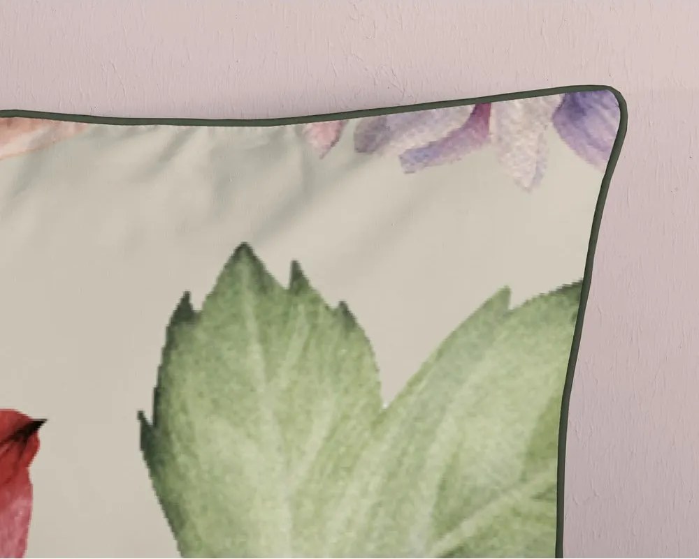 Set copripiumino e federa beige in raso di cotone per letto matrimoniale ed esteso 200x220 cm Fiori – Descanso