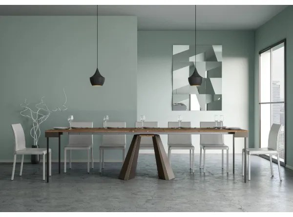 Consolle 90x40 cm allungabile a 300 cm DIAMANTE EVOLUTION Abete Tinto telaio Orso