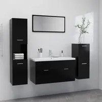 Set Mobili da Bagno Nero in Truciolato