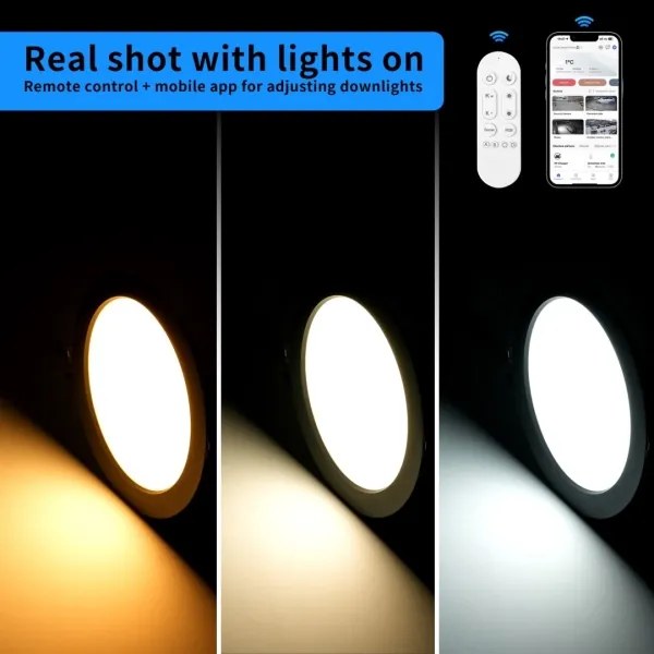 Immax NEO 07295L - Downlight LED da incasso dimmerabile, 36 W, 230 V, Wi‑Fi, Ø 23 cm, bianco