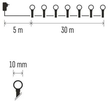 Catena luminosa natalizia a LED 300 LED/8 funzioni, 35 m, IP44, bianco caldo