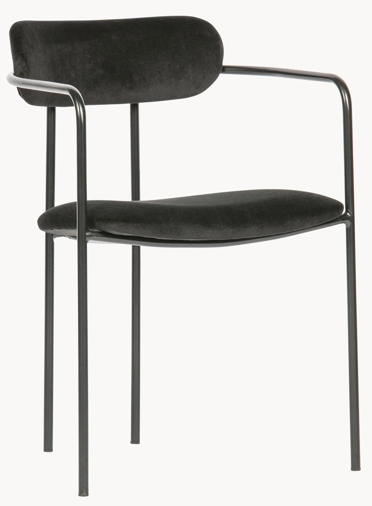 Set di 2 sedie con braccioli impilabili in velluto Elvy