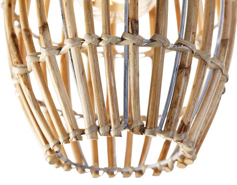 Plafoniera rustica in bambù e bianco - Canna Capsule