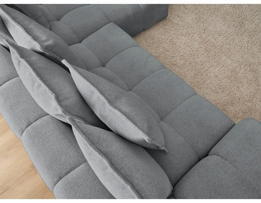 Divano angolare grigio scuro allungabile e con contenitore (penisola a destra/chaise lounge) con rivestimento in ciniglia Everest – Bobochic Paris