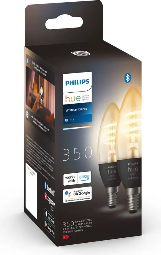 Lampadine smart a filamento in set da 2 pz E14, 5 W White ambiance - Philips Hue