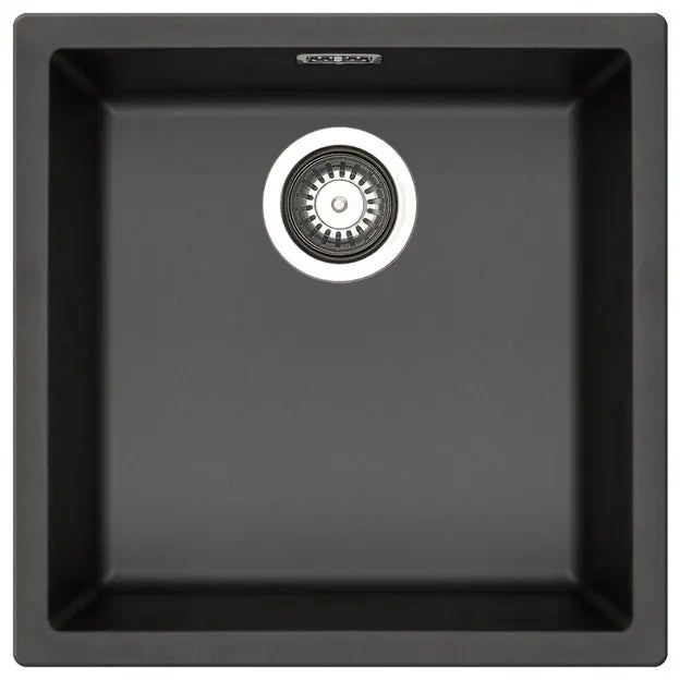 Lavello sottotop 1 vasca PYRAMIS Mistral fibra di vetro L 40 x L 40 cm nero