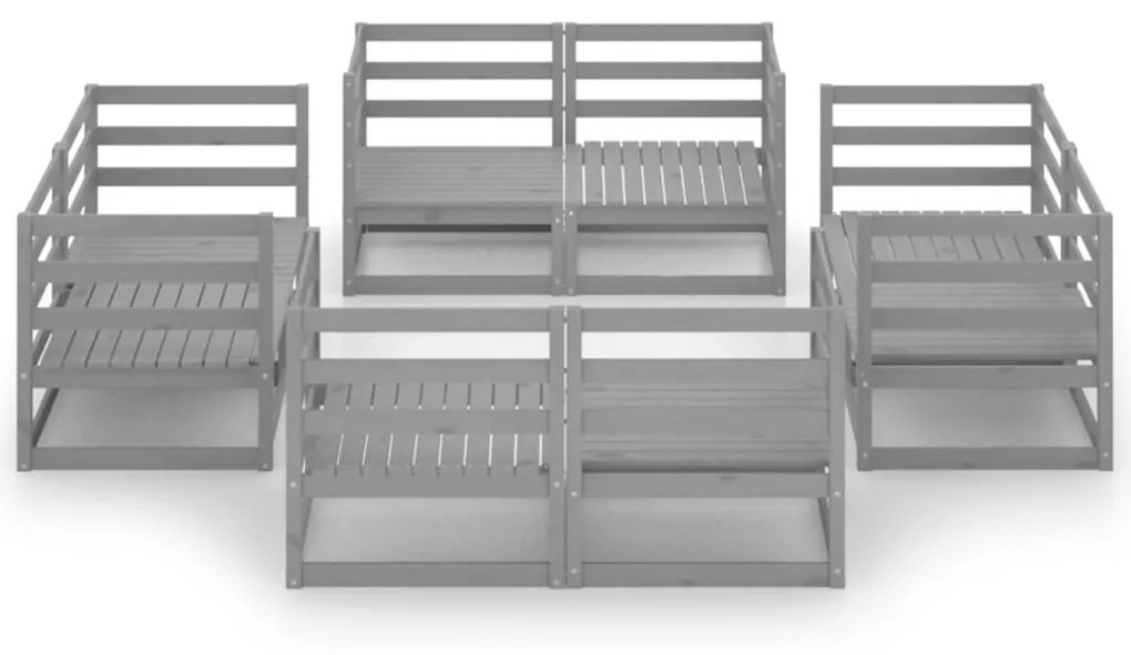 Set divani da giardino 8 pz grigio in legno massello di pino