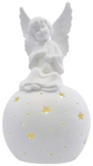 LED decorazione natalizia LED/0,4W/2xAA angelo in ceramica