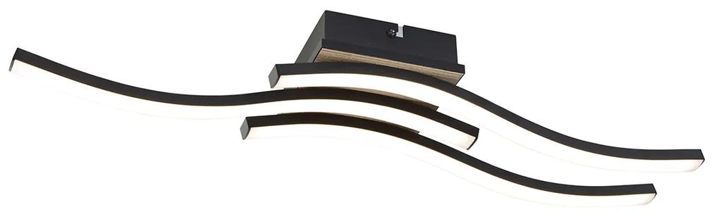 Lampada da soffitto di design nera con legno con LED a 3 luci - Vanesa