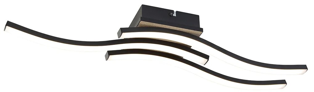 Plafoniera di design nera con legno incl. LED 3 luci - Vanesa