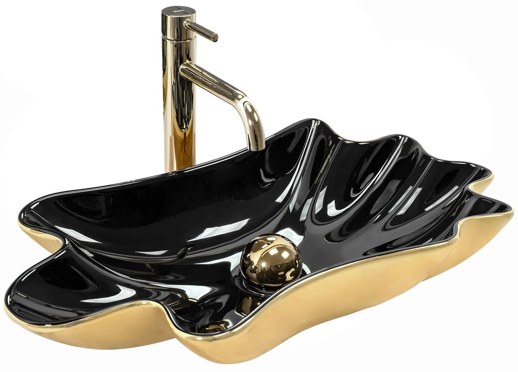 Lavabo da appoggio REA Sea Black Gold + Tappo Click-Clack