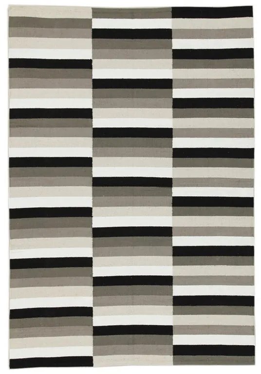 Tappeto Playfull geometrico in cotone nero, bianco e beige, L 200 x L 140 cm