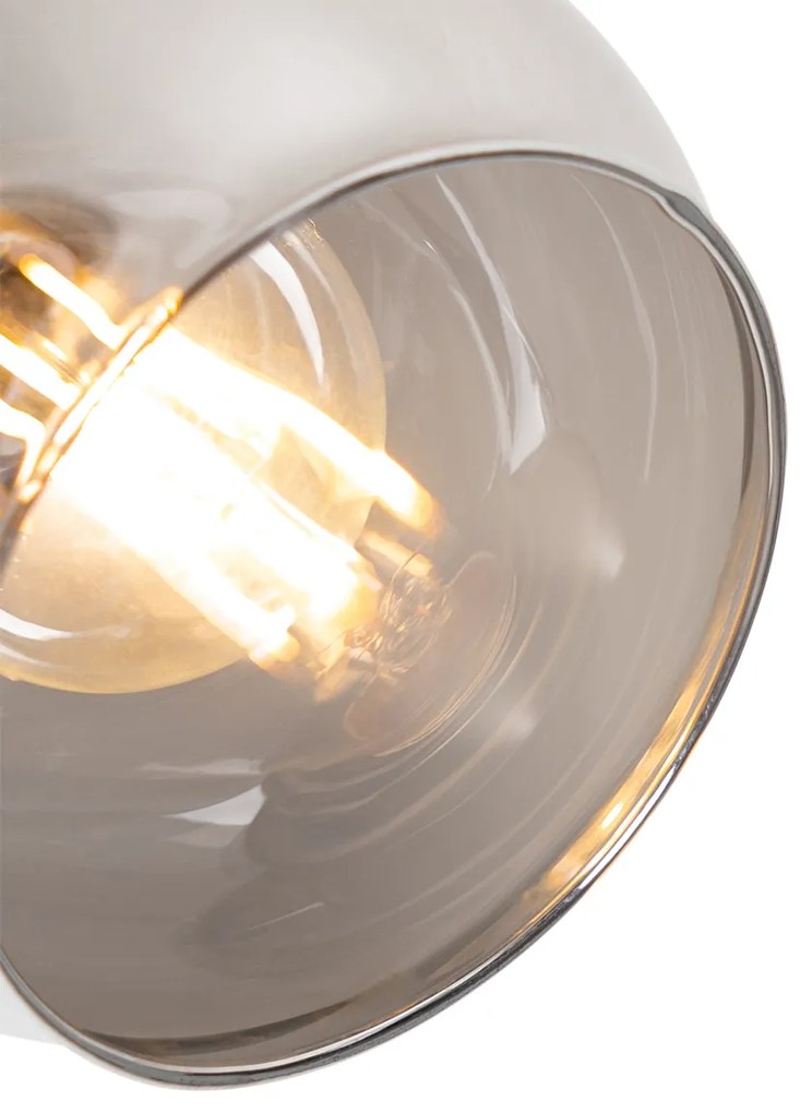 Plafoniera nera 44,5 cm con vetro fumé e legno 3 luci - Vidro