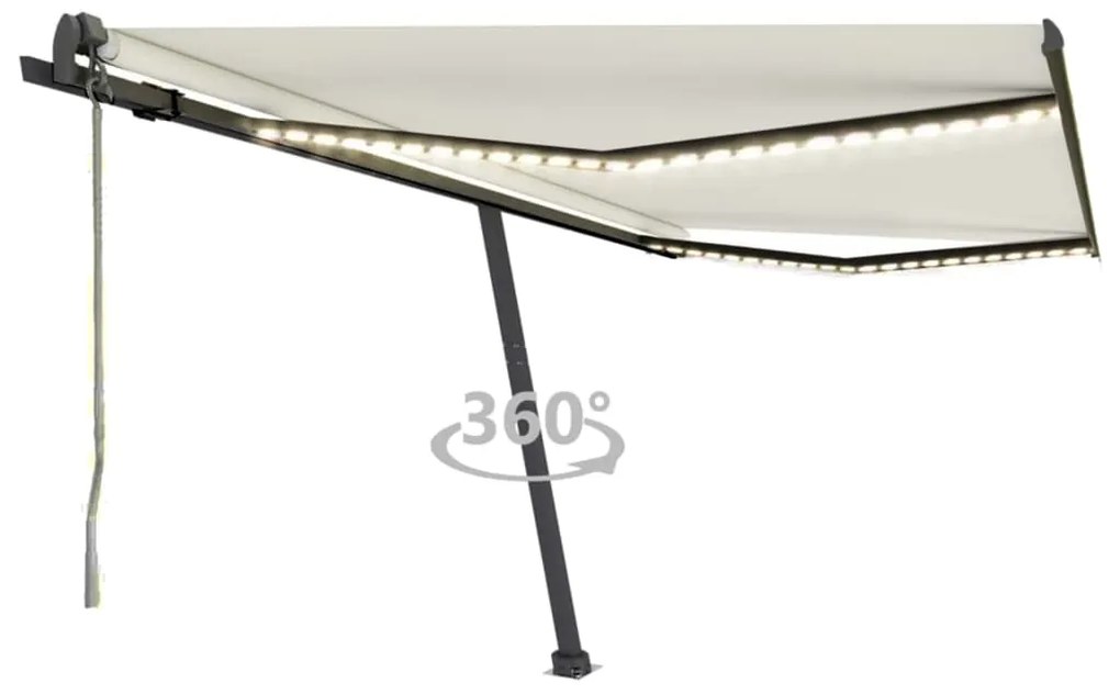 Tenda Automatica Con Sensore Vento E Led 450x350 Cm Crema /