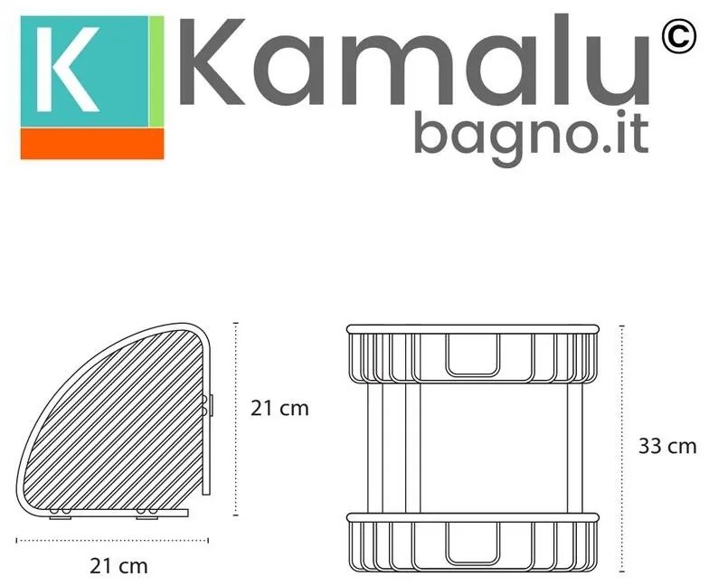 Kamalu - mensola a griglia con doppio ripiano in acciaio inox lucido | alpi-g60