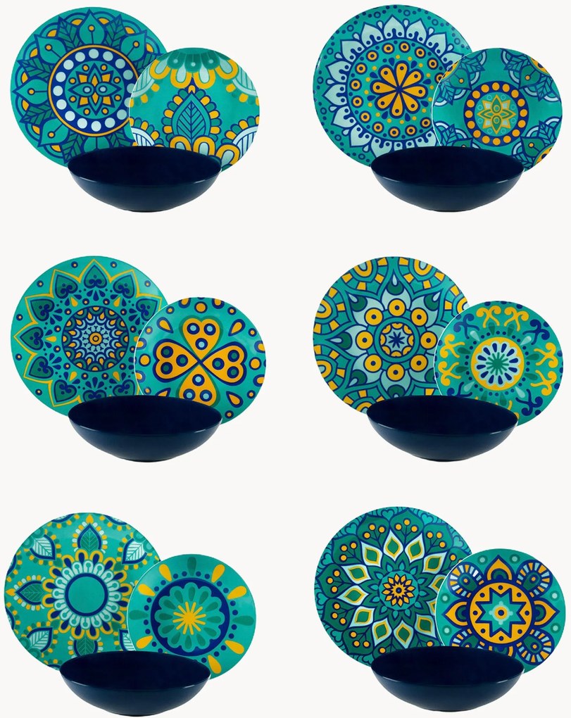 Servizio di piatti Mandala Mediterraneo, 6 persone, set da 18