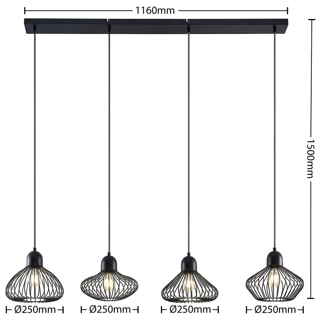 Lampada a sospensione Raelyn Lindby, Nero, Soggiorno / Sala da pranzo, Metallo, Lampada a sospensione