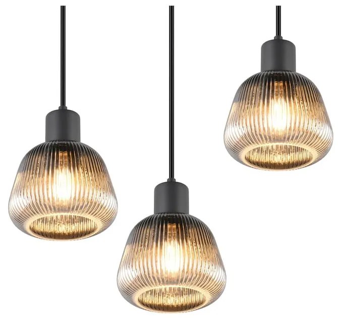 Lampadario nero con paralume in vetro ø 37 cm Tarifa - Trio
