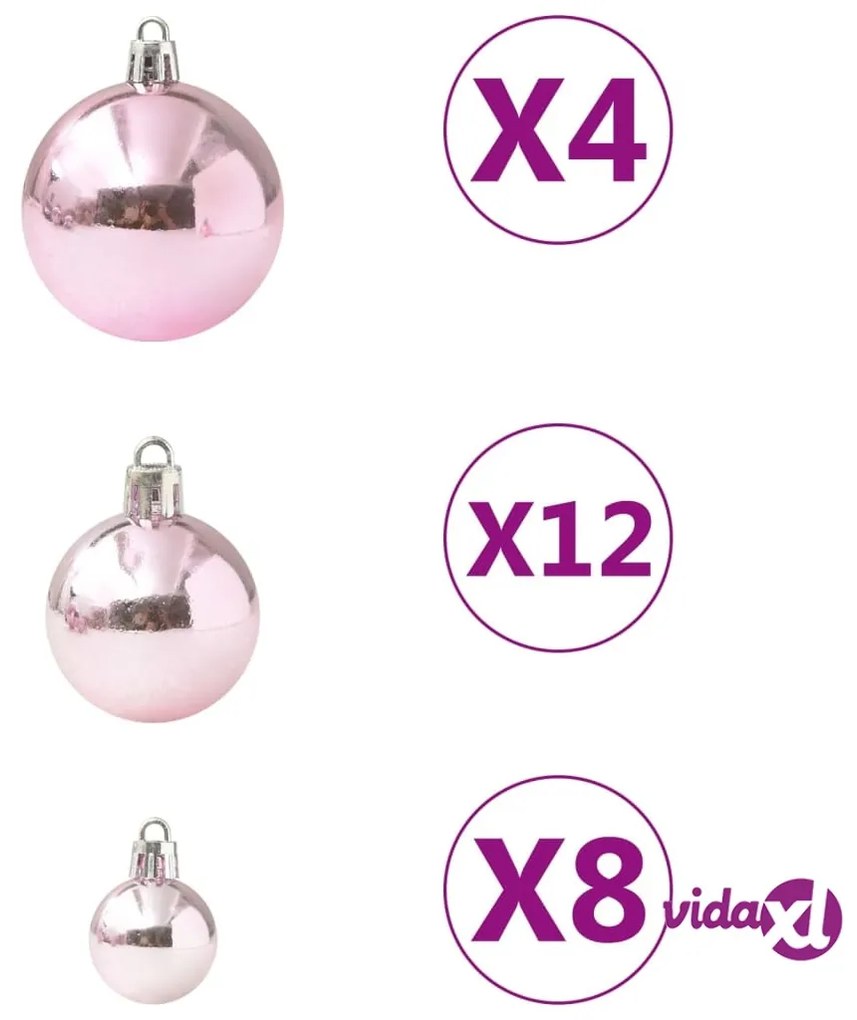 vidaXL Set Palline di Natale 100 pz Rosa