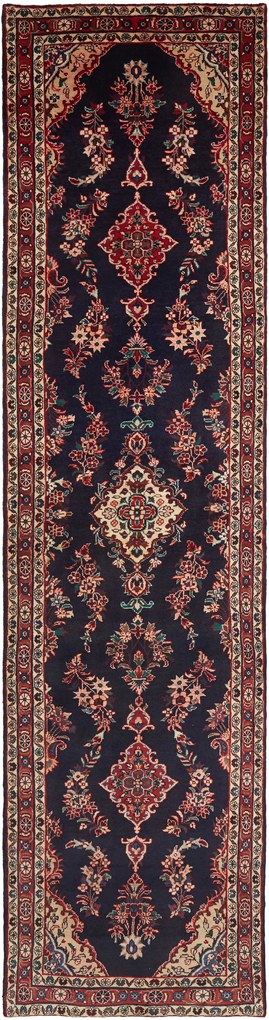 Hamedan Tappeto persiano 110x420 Blu (Iran) Annodato A Mano