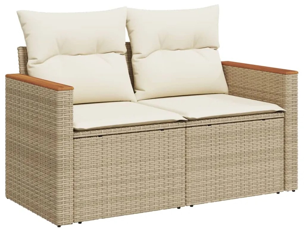 Set divano da giardino 9 pz con cuscini beige in polyrattan