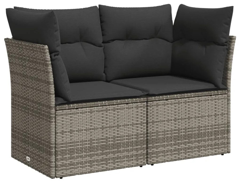 Set divani da giardino 7 pz con cuscini grigio in polyrattan