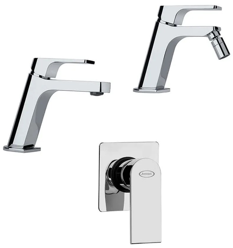 Set miscelatori lavabo bidet e incasso doccia Jacuzzi | rubinetteria Twilight ottone cromato per piletta di scarico clic clac