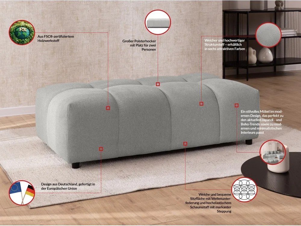 Poggiapiedi grigio chiaro Albane – Ropez